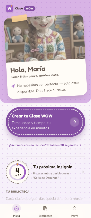 Pantalla de inicio con tu clase y tu próxima insignia